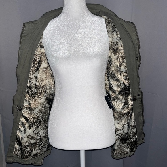 Guess Olive Green Military Utility Jacket Small Satin Lined Women’s Coat - Picture 3 of 7